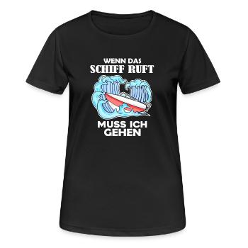 Boote Motorboot Kapitän Boot Seefahrt Geschenk - Frauen T-Shirt atmungsaktiv - Schwarz - Vorne - AI Model Female 172 light (172cm)