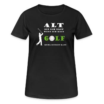 Golfspieler Golf Sport Alter altern junggeblieben - Frauen T-Shirt atmungsaktiv - Schwarz - Vorne - AI Model Female 172 light (172cm)
