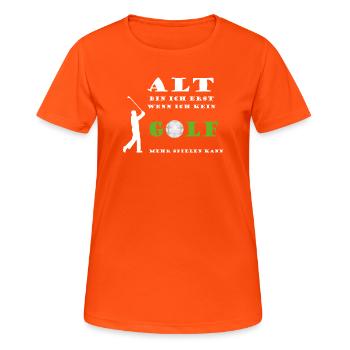 Golfspieler Golf Sport Alter altern junggeblieben - Frauen T-Shirt atmungsaktiv - Neonorange - Vorne - AI Model Female 172 dark (172cm)