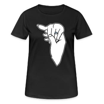 Verlobungs-Ehering-Hand - Frauen T-Shirt atmungsaktiv - Schwarz - Vorne - AI Model Female 172 light (172cm)