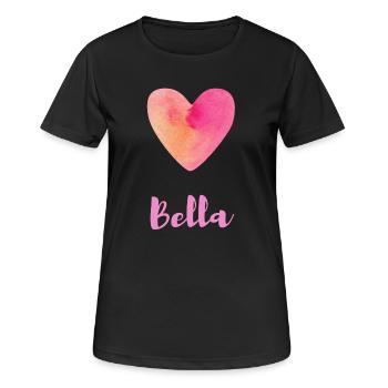 Bella Pink Heart Italian Name T-Shirt - Women's Breathable T-Shirt - black - Front - AI Model Female 172 light (172cm)