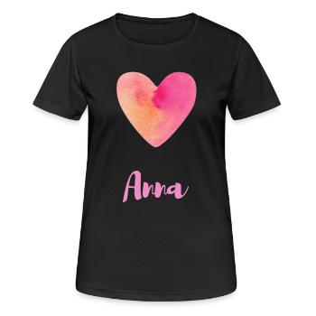 Anna Rosa Herz Typografie Mädchen Outfit - Frauen T-Shirt atmungsaktiv - Schwarz - Vorne - AI Model Female 172 light (172cm)