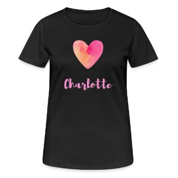 Charlotte Rosa Herz Feminines Namensdesign - Frauen T-Shirt atmungsaktiv - Schwarz - Vorne - AI Model Female 172 light (172cm)