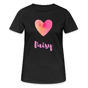 Daisy Heart Girl Pastel Aesthetic Shirt - Women's Breathable T-Shirt - black - Front - AI Model Female 172 light (172cm)