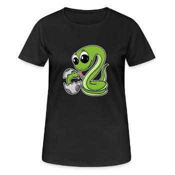 Schlange Familie - Schlange mit Baby - Schlangen - Frauen T-Shirt atmungsaktiv - Schwarz - Vorne - AI Model Female 172 light (172cm)