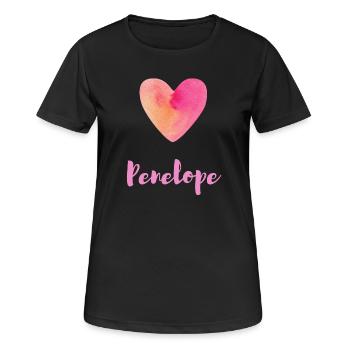 T-shirt avec le nom féminin Penelope Pink Heart - T-shirt respirant Femme - noir - Devant - AI Model Female 172 light (172cm)