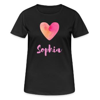 Sophia Rosa Herz Mädchen Aesthetic Outfit Tee - Frauen T-Shirt atmungsaktiv - Schwarz - Vorne - AI Model Female 172 light (172cm)