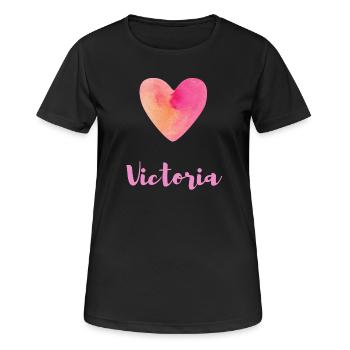 Victoria Rosa Herz Mädchen Aesthetic Outfit Tee - Frauen T-Shirt atmungsaktiv - Schwarz - Vorne - AI Model Female 172 light (172cm)