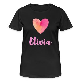 Olivia Pink Heart Feminine Name Shirt Tee - Women's Breathable T-Shirt - black - Front - AI Model Female 172 light (172cm)