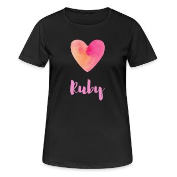 Ruby Rosa Herz Feminines Mädchen Namensshirt - Frauen T-Shirt atmungsaktiv - Schwarz - Vorne - AI Model Female 172 light (172cm)