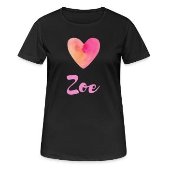 Chemise Zoe Pink Heart Sweet Girl Name - T-shirt respirant Femme - noir - Devant - AI Model Female 172 light (172cm)
