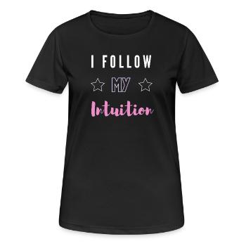 Ich folge meiner Intuition und spiritueller Denkweise Tee - Frauen T-Shirt atmungsaktiv - Schwarz - Vorne - AI Model Female 172 light (172cm)