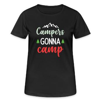 Camper auf dem Weg zum Camp - Frauen T-Shirt atmungsaktiv - Schwarz - Vorne - AI Model Female 172 light (172cm)