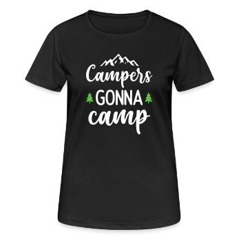 Camper auf dem Weg zum Camp - Frauen T-Shirt atmungsaktiv - Schwarz - Vorne - AI Model Female 172 light (172cm)