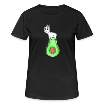 Ziegenbock auf Avocado - Frauen T-Shirt atmungsaktiv - Schwarz - Vorne - AI Model Female 172 light (172cm)