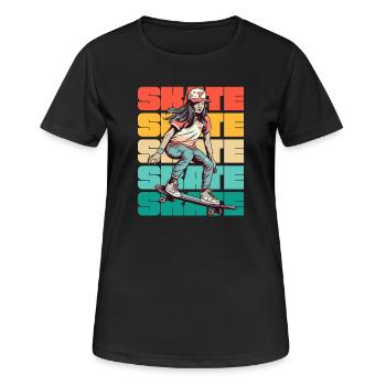 Skateboarding Cool Skater Mädchen Bunt - Frauen T-Shirt atmungsaktiv - Schwarz - Vorne - AI Model Female 172 light (172cm)