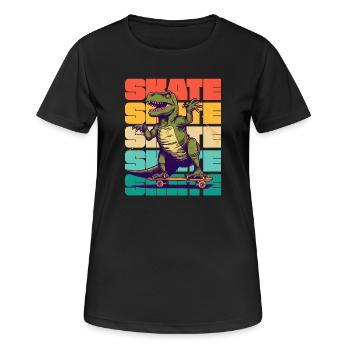 Skateboarding Cool Skateboarder T Rex Dinosaurier - Frauen T-Shirt atmungsaktiv - Schwarz - Vorne - AI Model Female 172 light (172cm)
