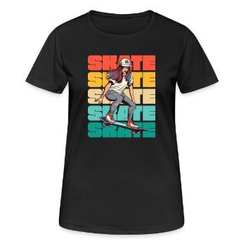 Skateboard Cool Skater Girl Colorful - T-shirt respirant Femme - noir - Devant - AI Model Female 172 light (172cm)