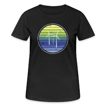 Windenergie Nachhaltigkeit - Frauen T-Shirt atmungsaktiv - Schwarz - Vorne - AI Model Female 172 light (172cm)