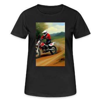 Motocross Fahren - Frauen T-Shirt atmungsaktiv - Schwarz - Vorne - AI Model Female 172 light (172cm)