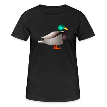 handgezeichnete männliche Ente Erpel oder Enterich - Frauen T-Shirt atmungsaktiv - Schwarz - Vorne - AI Model Female 172 light (172cm)