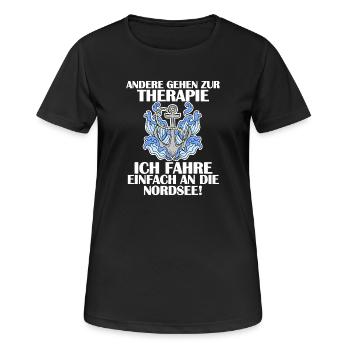 Nordsee - Frauen T-Shirt atmungsaktiv - Schwarz - Vorne - AI Model Female 172 light (172cm)