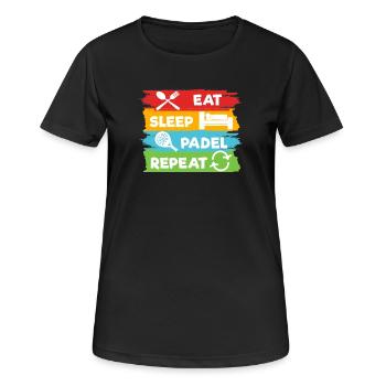 Padel Team Player Padel Racket Sport Statement - Women's Breathable T-Shirt - black - Front - AI Model Female 172 light (172cm)