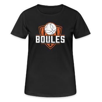 Boule boule boules pour bouler pétanque - T-shirt respirant Femme - noir - Devant - AI Model Female 172 light (172cm)