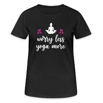 Worry Less Yoga More - Women's Breathable T-Shirt - black - Front - AI Model Female 172 light (172cm)