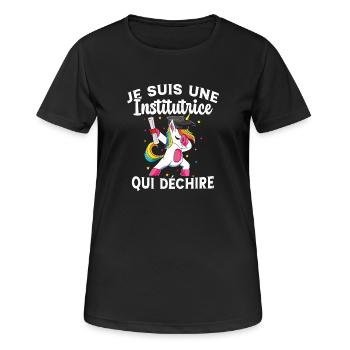 Femme Institutrice Qui Déchire Idée Enseignant - T-shirt respirant Femme - noir - Devant - AI Model Female 172 light (172cm)