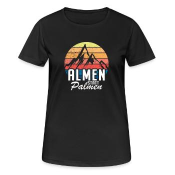 Almen Statt Palmen Berge Skifahren Bergsteigen Alm - Frauen T-Shirt atmungsaktiv - Schwarz - Vorne - AI Model Female 172 light (172cm)