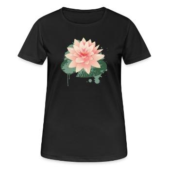 Graffiti de nénuphars avec nénuphar vert - T-shirt respirant Femme - noir - Devant - AI Model Female 172 light (172cm)