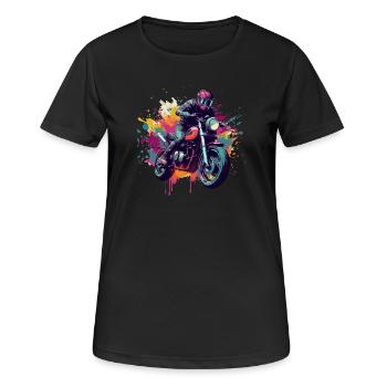 Motorcycle with color spot. - Women's Breathable T-Shirt - black - Front - AI Model Female 172 light (172cm)