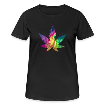 Tie Dye Batik Cannabis Leaf | Hemp leaf - Women's Breathable T-Shirt - black - Front - AI Model Female 172 light (172cm)