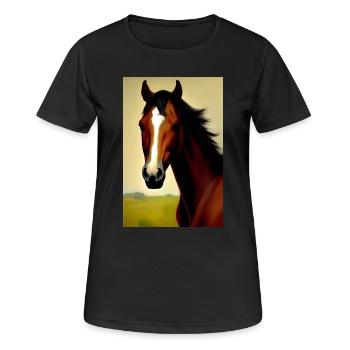 Pferdekopf Öl Malerei - Frauen T-Shirt atmungsaktiv - Schwarz - Vorne - AI Model Female 172 light (172cm)