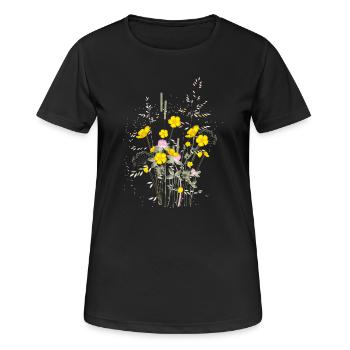 leuchtend gelbe Butterblumen Wiese voller Harmonie - Frauen T-Shirt atmungsaktiv - Schwarz - Vorne - AI Model Female 172 light (172cm)