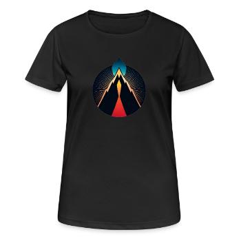 Vulkan Logo - Frauen T-Shirt atmungsaktiv - Schwarz - Vorne - AI Model Female 172 light (172cm)
