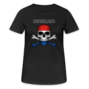 Skull Jolly Roger Pirate Flag Nederland R6Z - Women's Breathable T-Shirt - black - Front - AI Model Female 172 light (172cm)