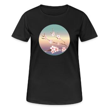delicate cherry blossoms on a branch in spring - Women's Breathable T-Shirt - black - Front - AI Model Female 172 light (172cm)