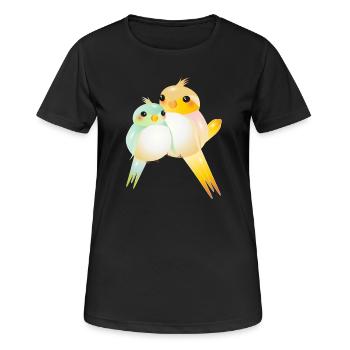 Deux canaris arrondis de style kawaii - T-shirt respirant Femme - noir - Devant - AI Model Female 172 light (172cm)