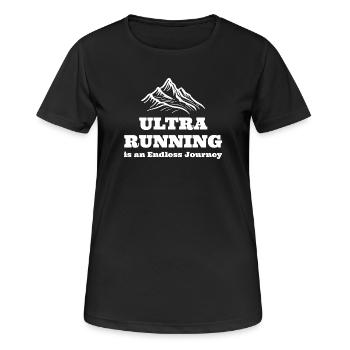 Ultra-Laufen ist eine endlose Reise - Frauen T-Shirt atmungsaktiv - Schwarz - Vorne - AI Model Female 172 light (172cm)
