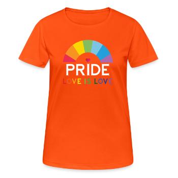 Pride - Love is Love. - Women's Breathable T-Shirt - neon orange - Front - AI Model Female 172 dark (172cm)