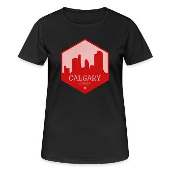 Calgary Skyline Red Badge - Frauen T-Shirt atmungsaktiv - Schwarz - Vorne - AI Model Female 172 light (172cm)