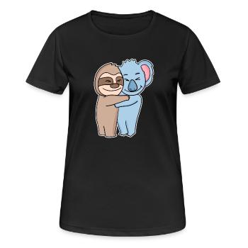 Câlins paresseux et koala - câlins - T-shirt respirant Femme - noir - Devant - AI Model Female 172 light (172cm)