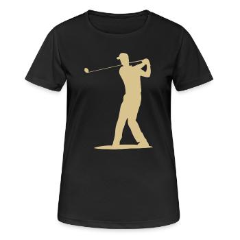 Golfer Abschlag Silhouette - Herren Design - Frauen T-Shirt atmungsaktiv - Schwarz - Vorne - AI Model Female 172 light (172cm)