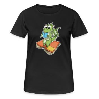 Bücher Drache Drachen - Frauen T-Shirt atmungsaktiv - Schwarz - Vorne - AI Model Female 172 light (172cm)