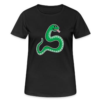 Schlange - Grüne Schlange - Frauen T-Shirt atmungsaktiv - Schwarz - Vorne - AI Model Female 172 light (172cm)