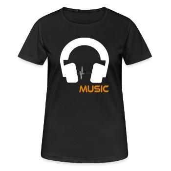 Musikwellen-Headset-Logo - Frauen T-Shirt atmungsaktiv - Schwarz - Vorne - AI Model Female 172 light (172cm)