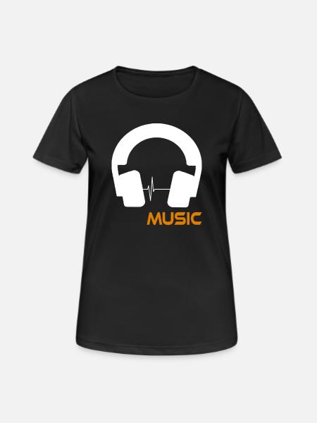 Music wave headset logo - Women's Breathable T-Shirt - black