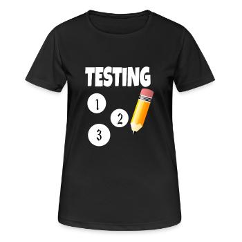 Test 123 mit Bleistift - Frauen T-Shirt atmungsaktiv - Schwarz - Vorne - AI Model Female 172 light (172cm)